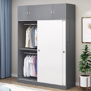 🔥Easy to install🔥Modern simple economical wardrobe rental House 2-door solid wood assembled panel household multifunctional sliding door wardrobe