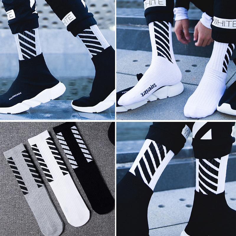 RB-Fashion Brand Socks Oblique Stripes Off White Skateboard Socks