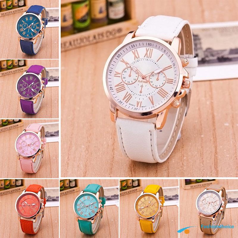 Geneva Women PU Leather Wristwatch Casual Watch Reloj Ladies Gift Fashion Romant
