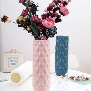 Nordic Style Flower Arrangement Container Straight Vase Plastic Origami Vase Imitation Glaze Vase