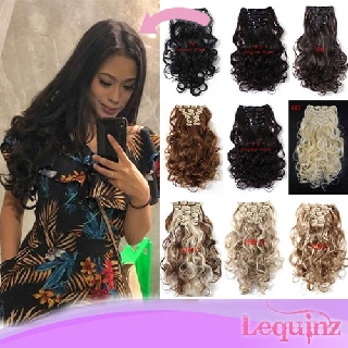 SG 7pcs Clip On Curly Wavy Hair Extensions Clip in Long Hair Piece LEQUINZ