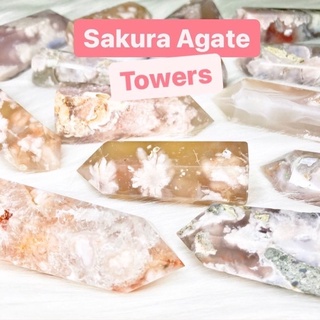 [SG In-Stock] Crystal Natural Flower Agate Sakura Agate Tower Cherry Blossom Agate Druzy