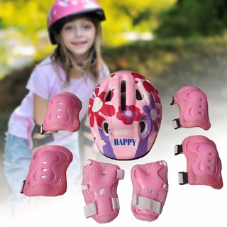 7Pcs Ice Skating Elbow Knee Protective Gear Bicycle Kids Helmet Sports Safety