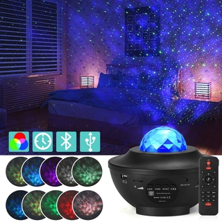 Ocean Wave Projector Lamp Led Remote Controller Music Player Colorful Star Rotating USB Night Light