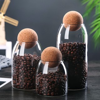 Glass Sealed Can Storage Jar Box Bottle Container Round Cork For Coffee Beans Kitchen (1)