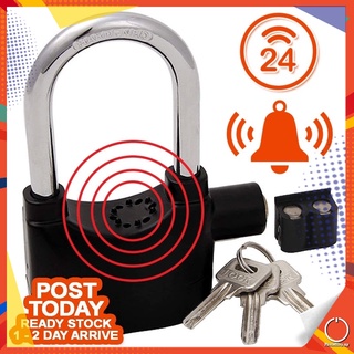 𝗦𝗘𝗖𝗨𝗥𝗜𝗧𝗬 Alarm Lock System Anti-Theft Black Waterproof Siren Alarm Padlock Alarm Lock for Motorcycle Bike Bicycle