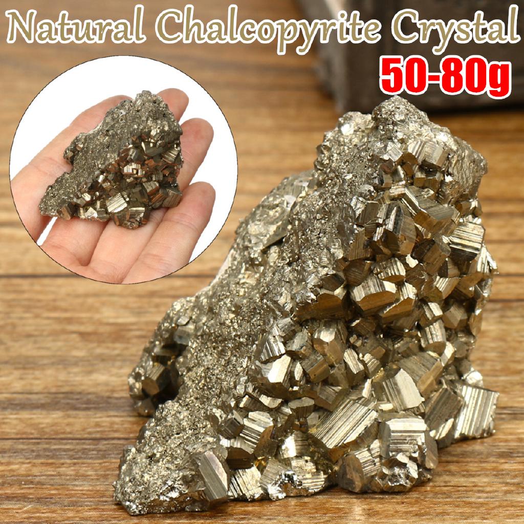 Natural Pyrite Chalcopyrite Mineral Crystal Gold Gemstone Decor Ornament 50-80g