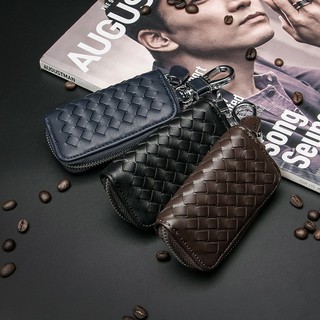 Men's fashion weave pattern key purse coin wallet zipper small Car key pack
