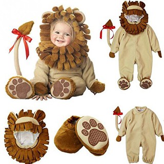 3Pcs Infant Baby Boy Lion Costume Animal Romper Fancy Dress Up Halloween Christmas Birthday Cosplay Outfit