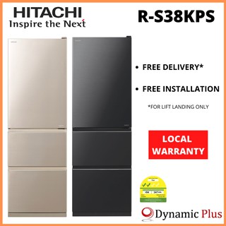 Hitachi R-S38KPS Solfege Stylish 3 Doors Bottom Freezer Fridge 375L FREE VACUUM CONTAINER GIFT SET