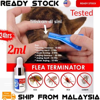 [Shop Malaysia] 2ml Local Veterinarian PA Flea Terminator Drop Spot on kill flea tick lice earmite kutu Pet Haiwan Kitten Cat Dog Puppy