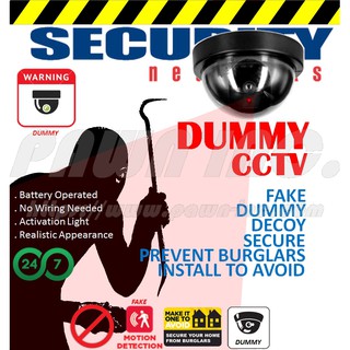 Dummy Dome CCTV, Security, Fake, Flashing LED Light, Mini, Realistic, Deter Robbery