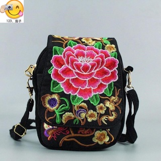 ☆♨☆Women Shoulder Bag Travel Pouch Vintage Floral Embroidered