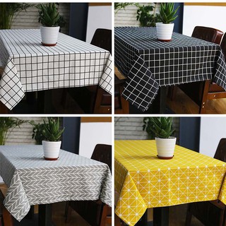 Linen Table Cloth Plaid Rectangle Table Cover Tablecloth Home Kitchen Decoration