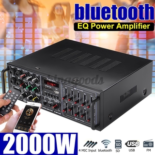 2000W 2Channel EQ bluetooth Home Stereo Power Amplifier Audio USB AMP