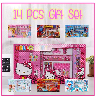 Kids 14 Pcs Stationary Gift Set/ Children Christmas Party Gifts/ School Pencil Case Notebook Set Hello Kitty Frozen