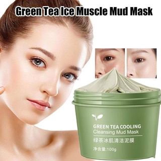Green Tea Ice Muscle Mud Mask Anti-acne Face Cream Shrink Pores Acne Scar Removal Blackheads Cream Essence Skin Care [Doosl]