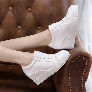 Women Fashion Sneakers Hidden Heel Shoes Thick Heels Wedge Casual Ready Stock