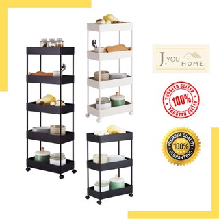 [Shop Malaysia] J.YOUHOME 3 / 4 / 5 Tier Movable Trolley Rack (Metal + ABS)