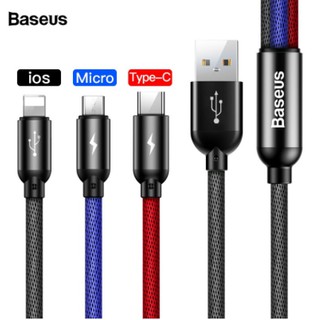 BASEUS Lightning 8Pin Micro USB Type-C 3 in 1 Charging Data Cable USB Cable