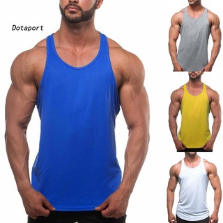Dota_Men Solid Color Sleeveless Tank Top Fitness Bodybuilding Muscle Vest Undershirt