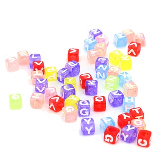 100x Cube Alphabet Letter Beads for DIY Bracelets Necklaces Jewelry Craft