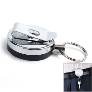 Retractable Metal Card Badge Holder Steel Ring Recoil Belt Clip Pull Key Chain