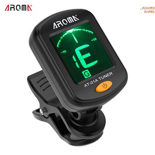 PSUPER AROMA AT-01A Rotatable Clip-on Tuner LCD Display for Chromatic Guitar Bass Ukulele Violin