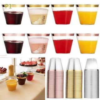 P1 10/20/30pcs Rose Gold Wedding Supplies Birthday Party Wine Plastic Cups