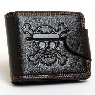 One Piece Road Flight Dompet One Piece Straw Hat Logo PU Leather Wallet Hitam Pendek - International