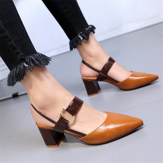 4.4-12.12Thick Heel Sandals Summer Pointed High-Heeled Sexy Women's Shallow Mouth Shoes
