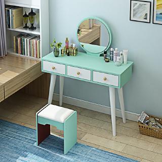 🔥Solid wood triangle dressing table with mirror Meja solek Nordic wooden bedside table makeup table minimalist desk Nice-D-7