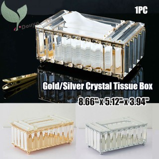 Gold/Silver Crystal Tissue Box Cover Rectangular-Decorative Tissue Box Cover Tissue Holder-Paper Towel Storage-Crystal Napkins Container-for Elegant Décor