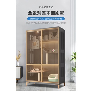 Solid Wood Cat Cage Luxury Cat Villa Three-Layer Oversized Cat Nest Home Indoor Cat House Free Space Cattery Cat Cabinet