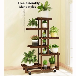 Spot plant rack plant rack indoor and outdoor wooden plant self flower rack - pine flower rack(Without wheels)