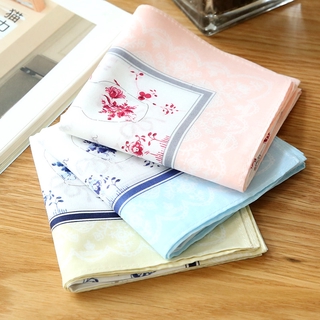 Printed Handkerchief Cotton Flower 43*43cm Handkerchief Women's 2Pcs/Set Ladies
