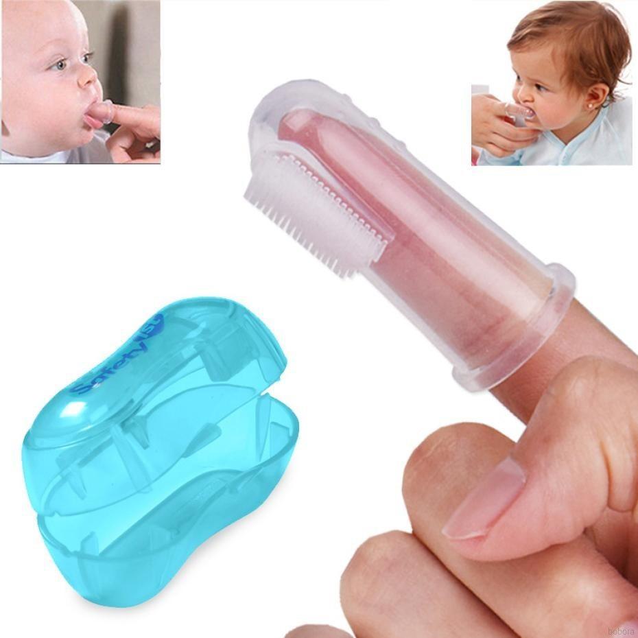 BOBORA 2 Pcs Baby Finger Toothbrush Soft Safe Children Baby Training Teether