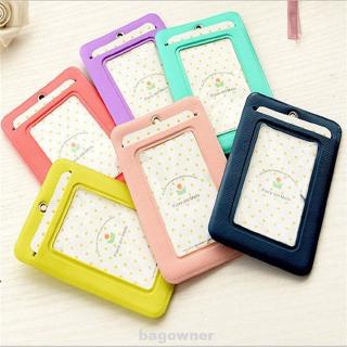 Candy Color ID Card Cover IC Bus PU leather Necklace Type Jacket