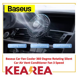 Baseus Departure Vehicle Fan Cooler 360 Degree Rotating Silent Car Air Vent Conditioner Fan 3 Speed Adjustable