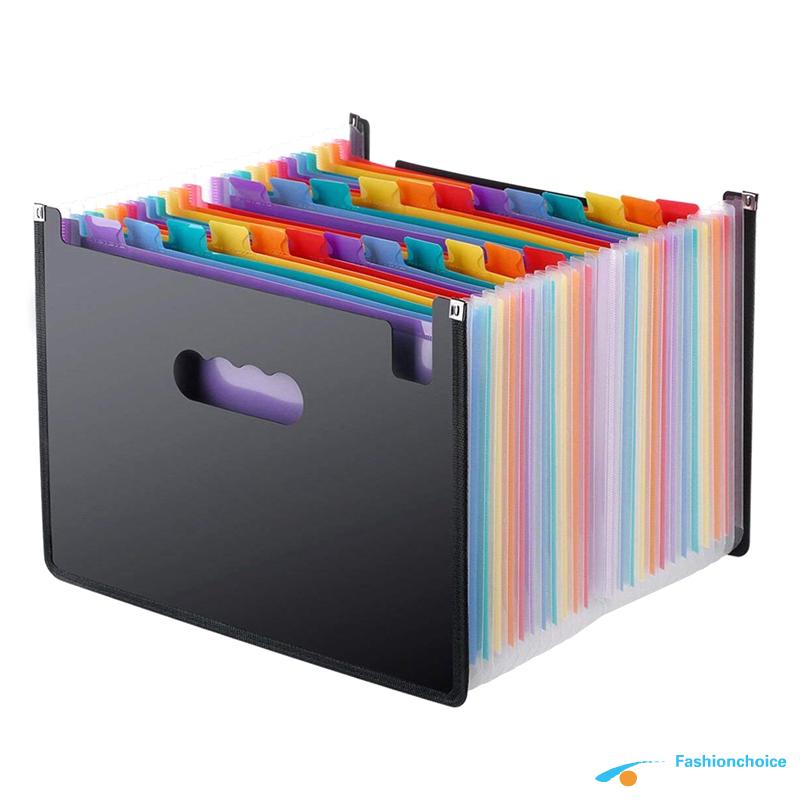 13/24 Pockets Expanding File Folder Works Accordion Office A4 Document Organizer