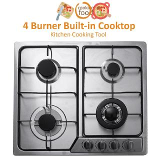 4 Burner Built-in Cooktop Stainless Steel Gas Stoves Kitchen Natural Gas Hob