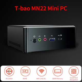 （🔥🔥Double 11 Special Promotion）T-bao MN22 Mini PC AMD Ryzen 3 2200U 4GB RAM 128GB M.2 NVNE SSD Radeon Vega 3 Graphics Mini PC for Home Office UK Plug