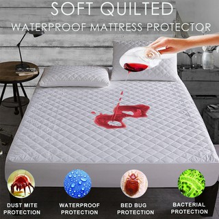 Quilted Mattress Pad Cover Soft Breathable Hotel Waterproof Mattress Protector Hypoallergenic Sheet Protector