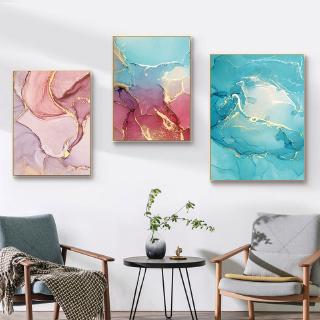 3 Panels Nordic Modern Fluid Marble Texture Abstract Canvas Painting Wall Art Poster Quadro Wall Pictures For Home