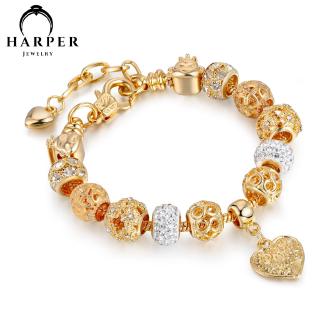 Gold Color Crystal Bread Bracelet &Bangles Gold chain Bracelet Women