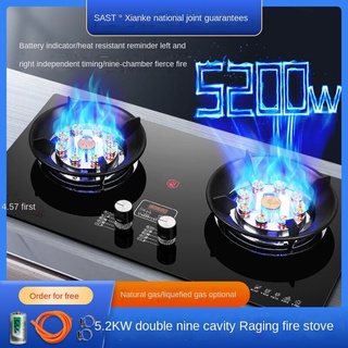 Gas Stove Double Burner Household Natural Gas Desktop Liquefied Gas Gas Stove Nine-Chamber Fierce FireJZY-B