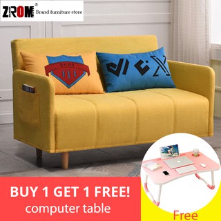 ZROM Simple Modern Small Apartment Double Foldable Sofa Lunch Bed Wood Formaldehyde-free Fabric Multifunctional Sofa