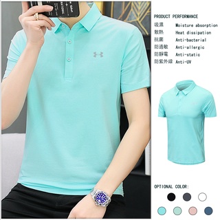 2111 UA Quick-drying sports Polo shirt ice silk linen cool sports polo shirt round neck short-sleeved polos moisture wicking top under armour plant fiber healthy sports T-shirt A2SG