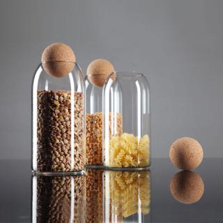 Kitchen Food Jar Cork Lid Glass Sealed Transparent Tea Can Cereal Tank Food Storage Container Jar