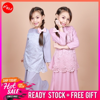 [Shop Malaysia] KM Kids Jamal Lace Baju Kurung Set Size S-XL Ready Stock Traditional Baju Kurung Modern Set Budak Baju Raya [K26611]